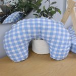 Feeding Pillow Cover Watercolor Farm Blue Checkered