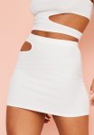 Cream Crinkle Rib Cut Out Waist MINI Skirt - Cream
