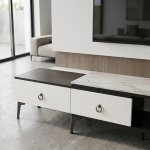 Stylish Modern Marble-top Tv Stand With Ample Storage
