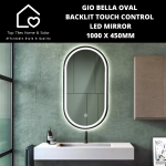Gio Bella Oval Backlit Touch Control LED Mirror - 1000 X 450MM