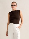 Frankie Boat Neck Tank Top - XL Chocolate