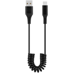 Volkano Helix Series Coiled 1M Charging Cable Usb-a To Usb-c 60W - Black