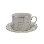 12 Piece Cup And Saucer Set With Silver Pattern SGN2472