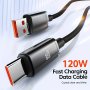 120W Super Fast Charging Cable USB Type C Charge Data Cord For Xiaomi/samsung/oppo Charger Wire For Mobile Phone Power Bank USB C Cable Charger