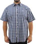 Mens Short Sleeve Check Shirt - 10XL Nvy brn