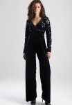 Sissy Boy Always Hectis: Velvet Long Sleeve Jumpsuit With Glam Bodice - Black