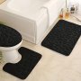 3PCS Premium Super Absorbent Bath Mats Cobblestones Embossed Non-slip Bath Rug Memory Foam Cushioned Foot Pad Comfy Quick-drying U-shaped Toilet Carpet Bathroom Accessories Bathroom