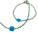 Goldair Gold & Aquamarine Gemstone Matching Beaded Set - Aqua Calcite