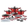 24-PIECE Marble Coating Smart Lid Cookware Set - Burgundy