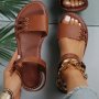 Women's Summer Flat Sandals All-Match Open Toe Ankle Strap Shoes Lightweight Outdoor Beach Sandals