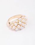 Goldair Gold Domed Pearl Ring - M l