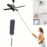 Extendable Telescopic Microfiber Duster With Flexible Head Reusable And Washable Ceiling Fan Cleaning Brush For High Ceilings Fu