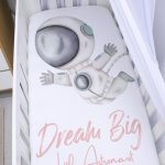 Cot Fitted Sheet Girly Pink Watercolour Space Walker
