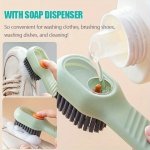 2-IN-1 Shoe Cleaning Brush With Built-in Liquid Dispenser - Durable Plastic Portable Care Tool For Shoes Boots Jewelry & Watches