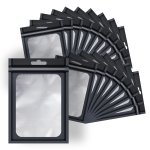 100PCS Smell Proof Mylar Bags With Front Window For Lip Gloss Eyelashes And Cookies - Resealable Matte-black Cute And Packaging