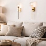 Clear Glass Wall Light With Brass Stem Modern Globe Wall Lamp