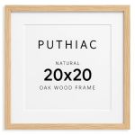 Puthiac 20X20 Solid Oak Wood Picture Frame Fits 16X16 With Mat Or 20X20 Without Mat Wall Display Only Plexi Front 1 Pack Natural