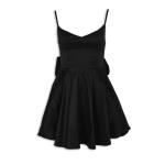 Black V-neck Bow Dress