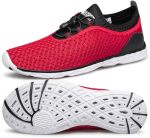 Doussprt Women's Water Shoes Quick Drying Sports Aqua Shoes Red white 11