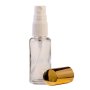 25ML Clear Glass Round Perfume Bottle With White Spray & Gold Cap 18/410