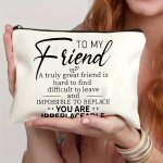 To My Friend... Pattern Pencil Case Cosmetic Bag Makeup Bag Zipper Pouch Lightweight Makeup Organizer For Travel For Women And M