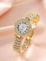 1PC Rhinestone Decor Quartz Watch & 5PCS Bracelet