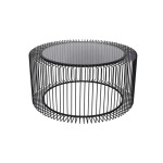 Indigi Designs Bruno Coffee Table Black Metal With Glass Top