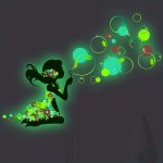 Glow In The Dark Wall Stickers 1 PC Contemporary Style Plastic Bubble Blowing Girl Switch Decorative Decal For Bedroom Living Ro