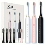 Sonic Electric Toothbrush For Adults - Ultra Whitening Series With 4PCS Brush Heads USB Rechargeable Soft Bristles For Sensitive
