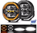 LED 9" Anti Glare Round Driving Light White And Amber Drl