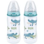 Nuk Temperature Control Bottle 300ML With Size 2 Silicone Teat 6-18M Twin Pack - Boy