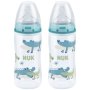Nuk Temperature Control Bottle 300ML With Size 2 Silicone Teat 6-18M Twin Pack - Boy
