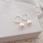 Donelle 925 Sterling Silver Pearl Hoop Earrings 6X8MM On Tiny 10MM Hoops