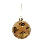 ABR220960-1 Glass Bauble 8CM Gold - With Crosses Shiny