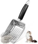 Newgf Stainless Steel Cat Litter Scoop Metal Cat Litter Scoop Kitty Metal Scooper Sturdy Mesh Scooper