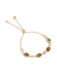 Goldair Gold Plated Clear & Cognac Cubic Zirconia Square Cut Bezel Toggle Bracelet