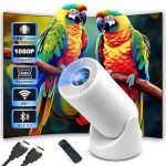 MINI Projector With Wifi 6 And Bluetooth 4K 1080P Support Portable Projector 180 Rotatable 200" Screen Movie Projector Auto Key