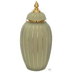 Sage Green And Gold Ginger Jar