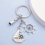 Fashion Ship Rudder Sailboat Lighthouse Navigation Keychain For Men Alloy Pendant For Backpack