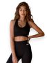 Cleo Ribbed Racer Back Seamless Sports Bra - Black