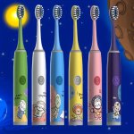 2PCS Electric Toothbrush With 12 Brush Heads Battery Powered Cartoon Space Series Electric Toothbrush For 3-13 Years Old Extra-s