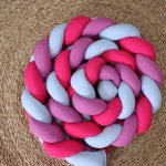 Cot Bumper Braided 3 Strand Bright Blue Bright Pink And Bright Purple Spicy Unicorn Set