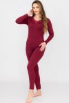 Ladies Elegant Lace Collar Thermal Silk Cotton Underwear Pyjama Spencer Set