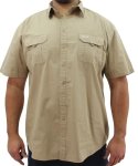 Mens Short Sleeve Soft Bush Shirt - S Stone