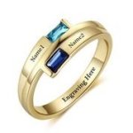 CRI103452 - Gold Plated 925 Sterling Silver Personalized Ring Names & Birthstones