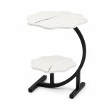Modern 2-TIER Flower-shaped Side Table With Black Metal Frame White