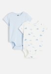2-PACK Short-sleeved Bodysuits - Light Blue Whales
