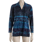 Floral And Dotted Vneck Velour Longsleeve Top - S