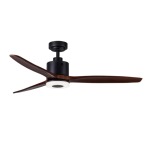 Three Blade Fan With LED Light Black And Natural