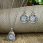 3PCS Earrings Plus Necklace Boho Style Jewelry Set Trendy Flower Carving In Waterdrop Shape Match Daily Outfits Perfect Decor For Street Snap